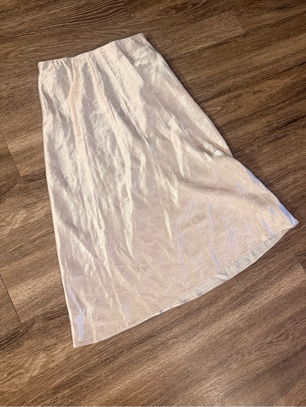 Babaton Iridescent White Midi Slip Skirt